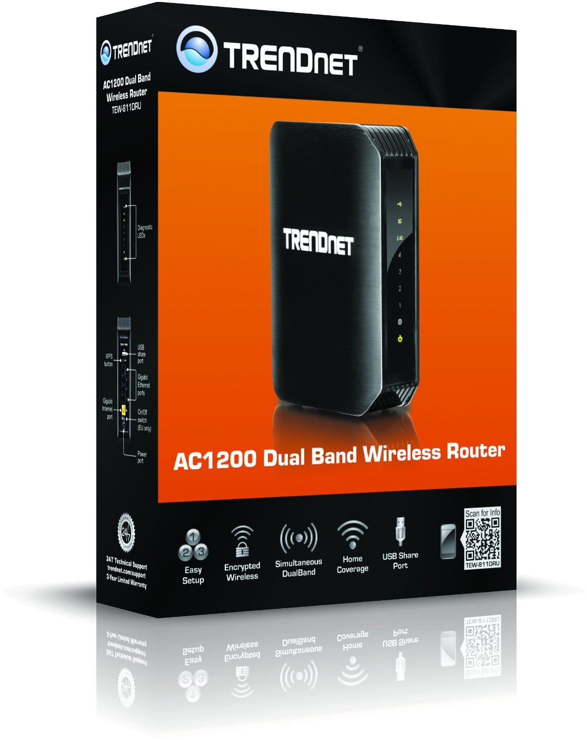 TRENDnet Wireless AC1200 Gigabit wireless router with USB