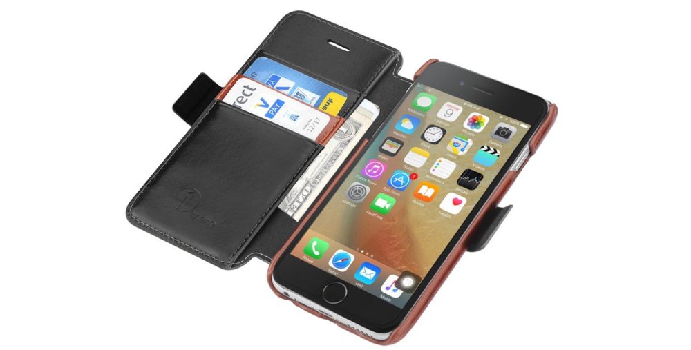 Genuine Leather Wallet Stand Folio Case for iPhone 6:s