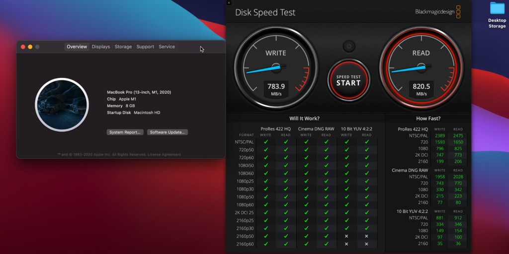 DockCase SSD enclosure performance numbers from a M1 MacBook Pro