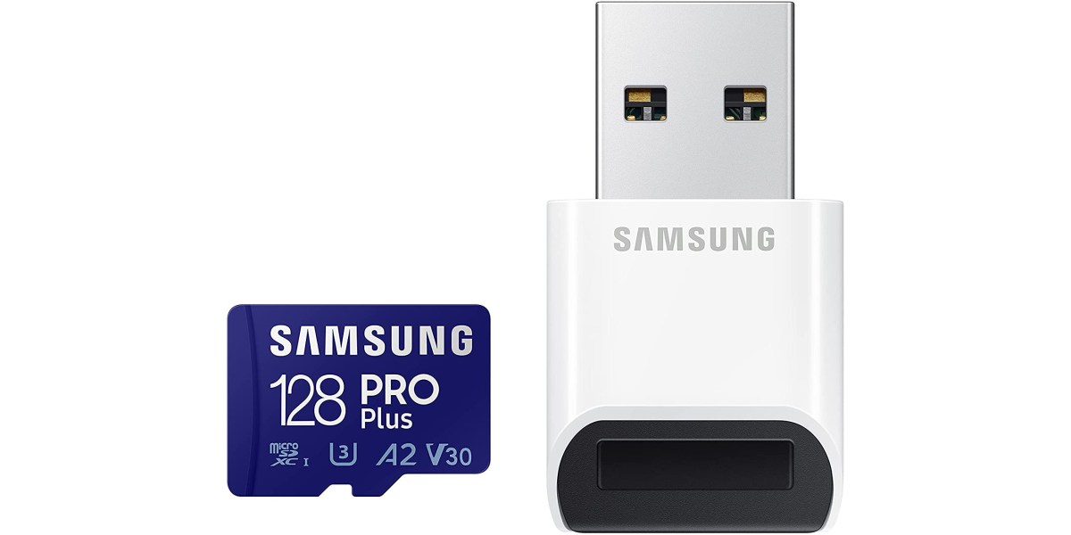 Samsung PRO Plus microSDXC card with the USB reader