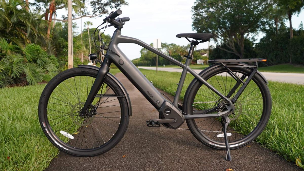 a bicycle parked on the side of the road