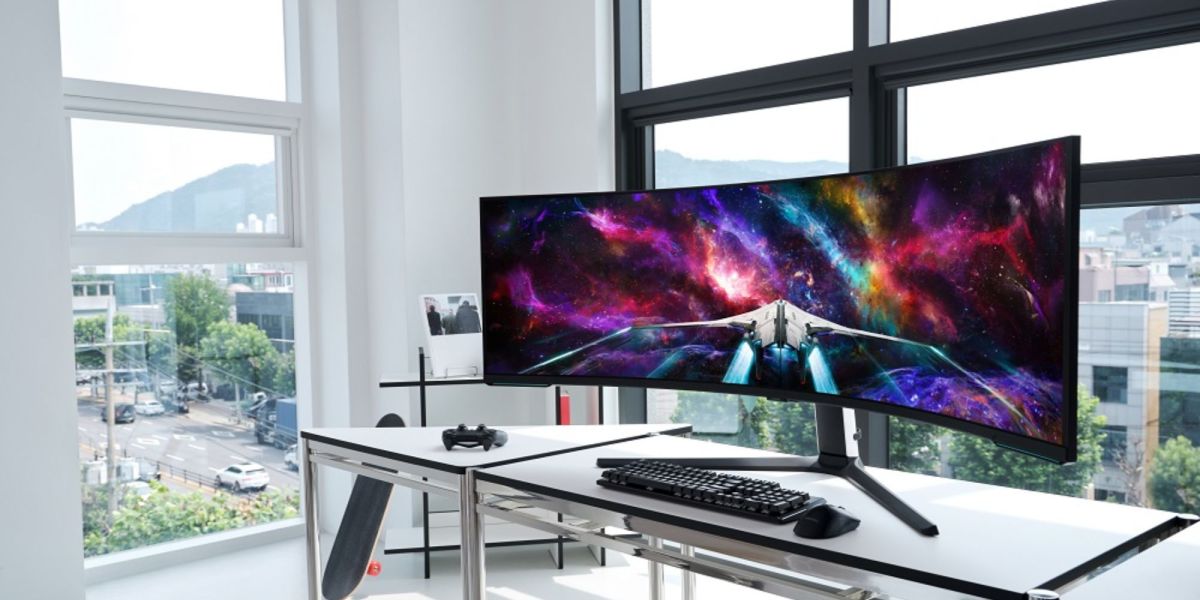 Samsung Odyssey Neo G9 4K UHD gaming monitor.