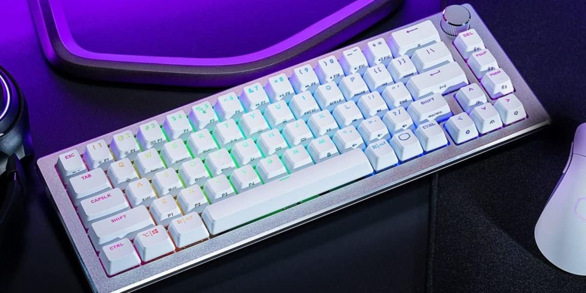 Image showing Cooler Master's CK721 mechanical keyboard in silver.