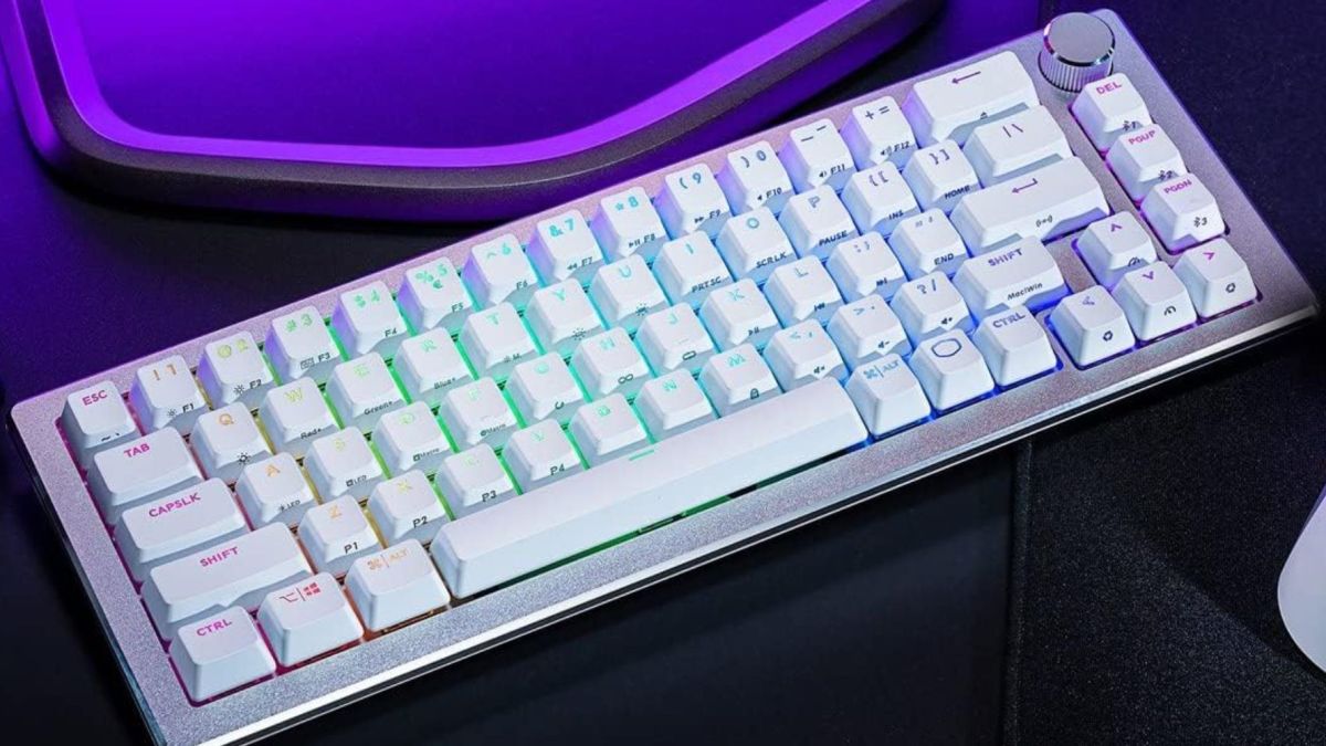 Image showing Cooler Master's CK721 mechanical keyboard in silver.