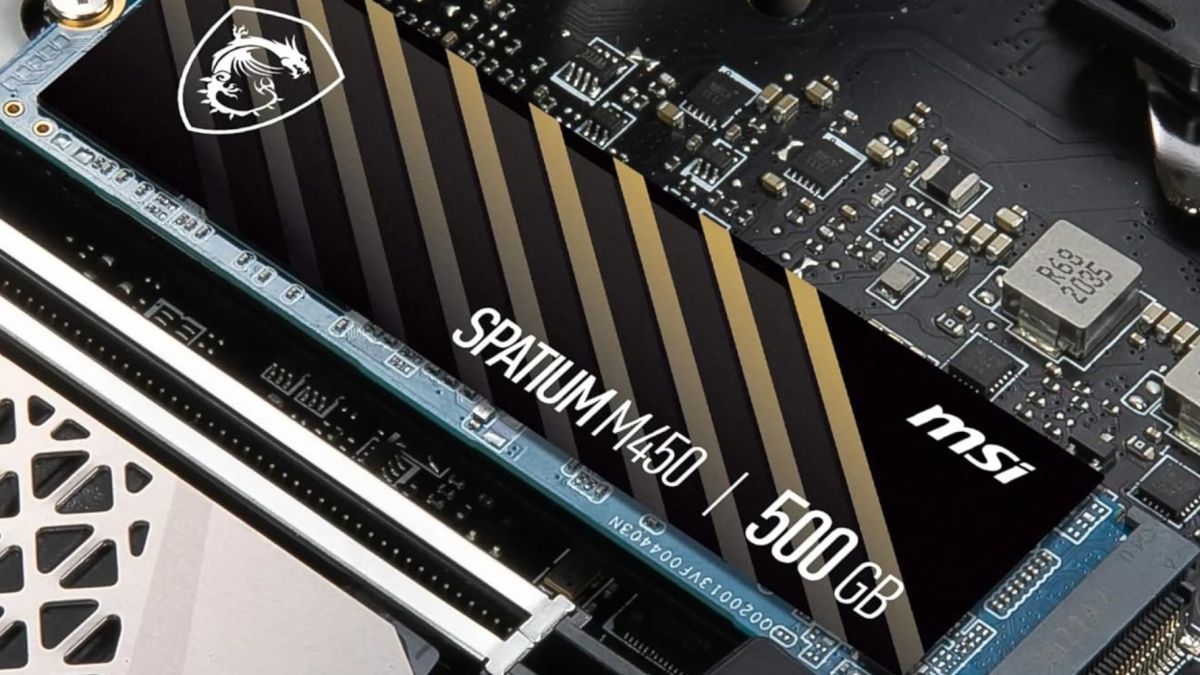 Image showing a render of MSI's Spatium M450 SSD.