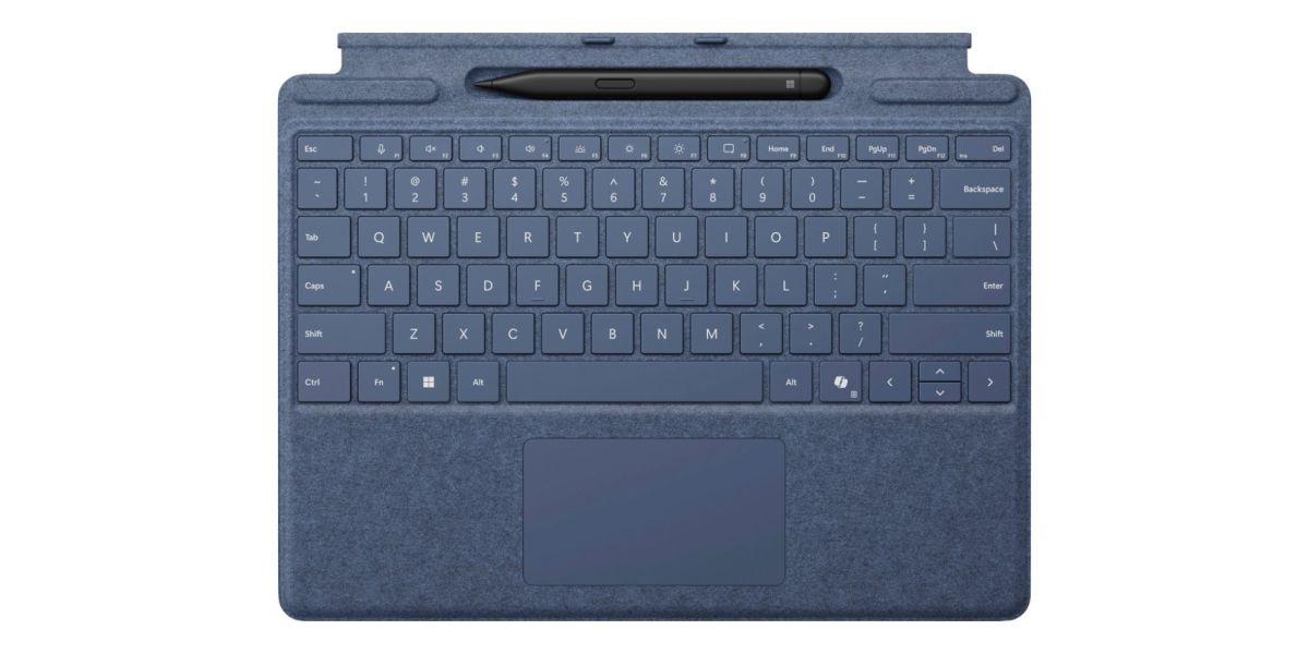 Image showing Microsoft's Surface Pro keyboard and Slim Pen 2 stylus.