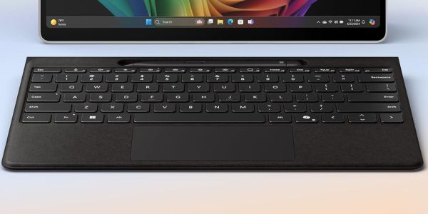 Image showing Microsoft's new Surface Pro Flex keyboard with Slim pen in black.