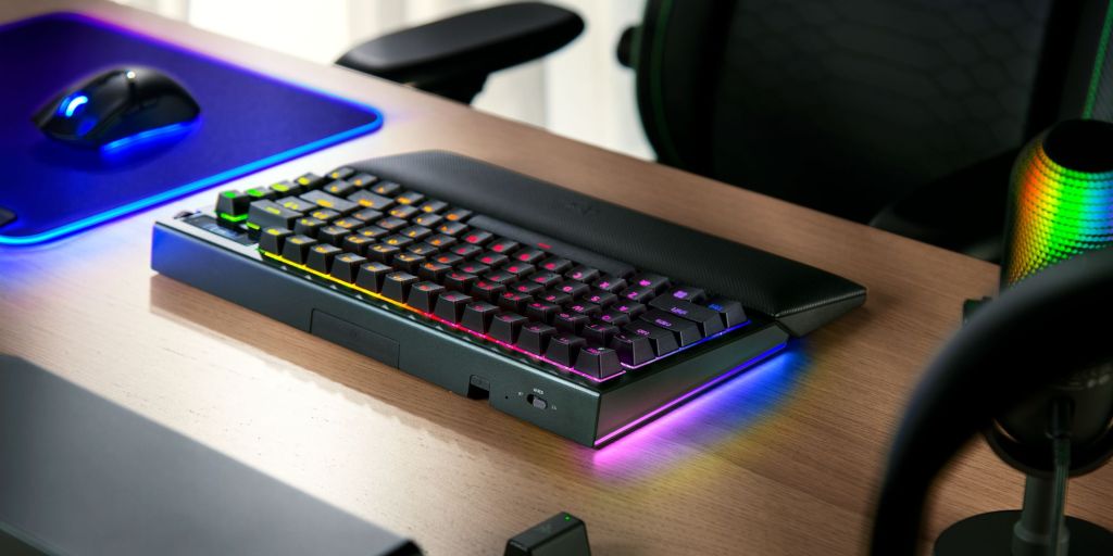 a keyboard on a desk