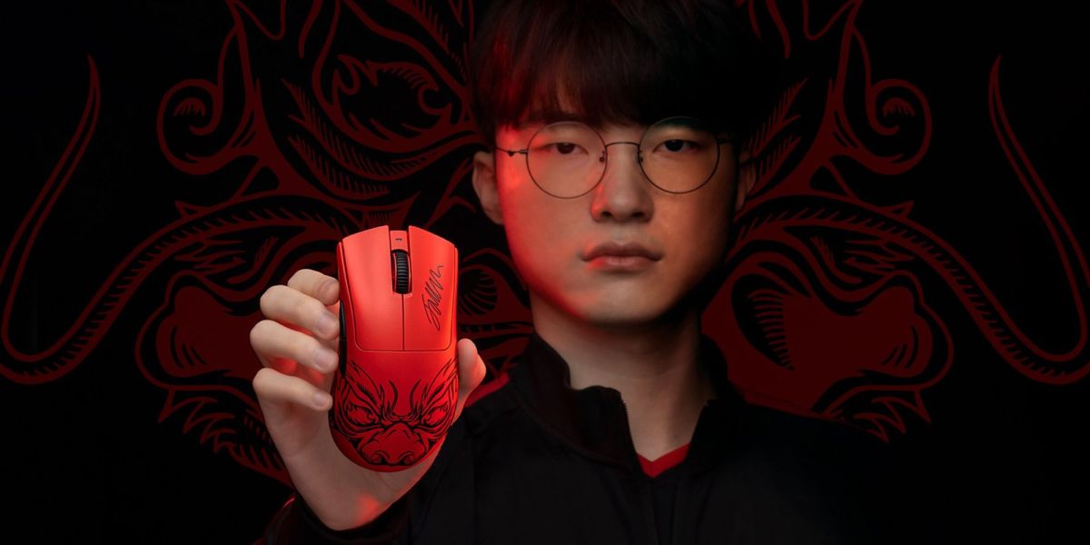 Razer's promotional image for its DeathAdder V3 Pro Faker Edition mouse.