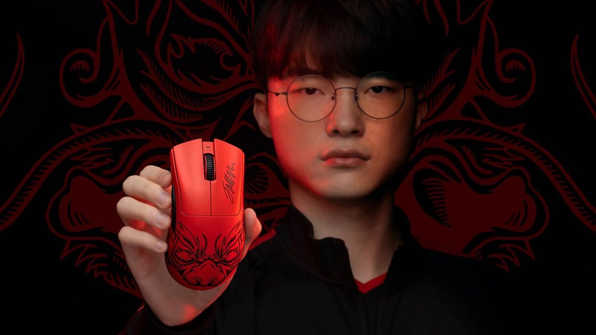 Razer's promotional image for its DeathAdder V3 Pro Faker Edition mouse.