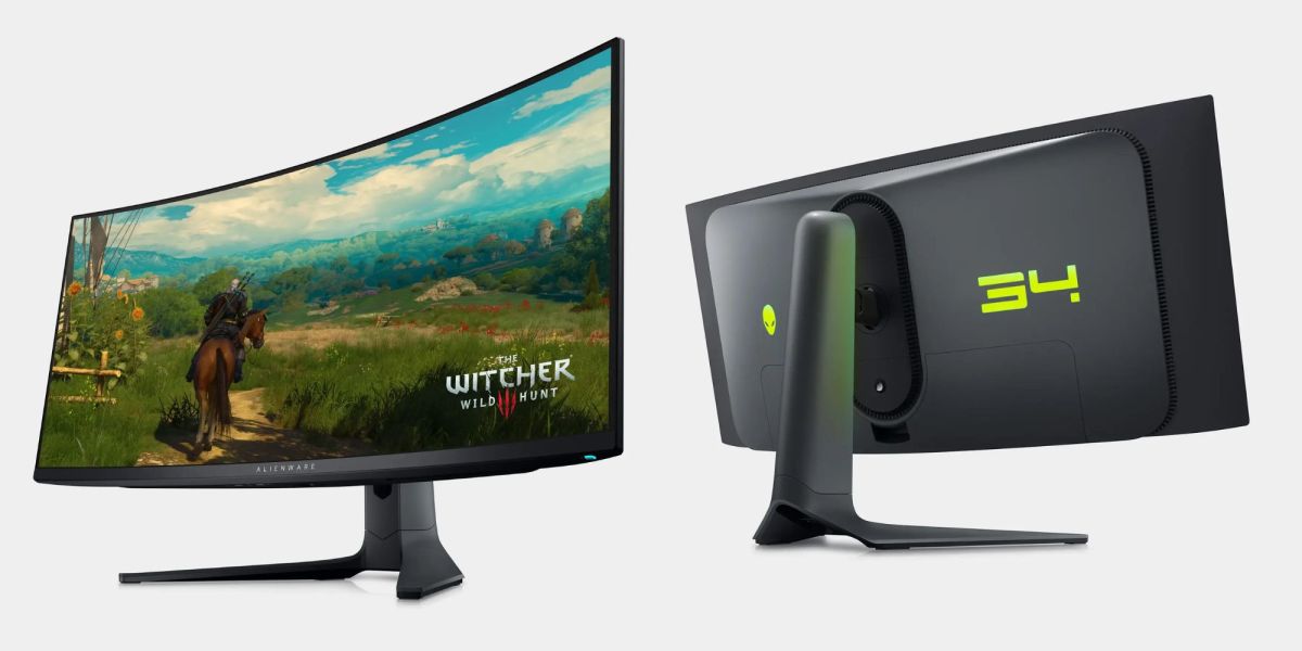 Image showing renders of Alienware's AW3423DWF gaming monitor.