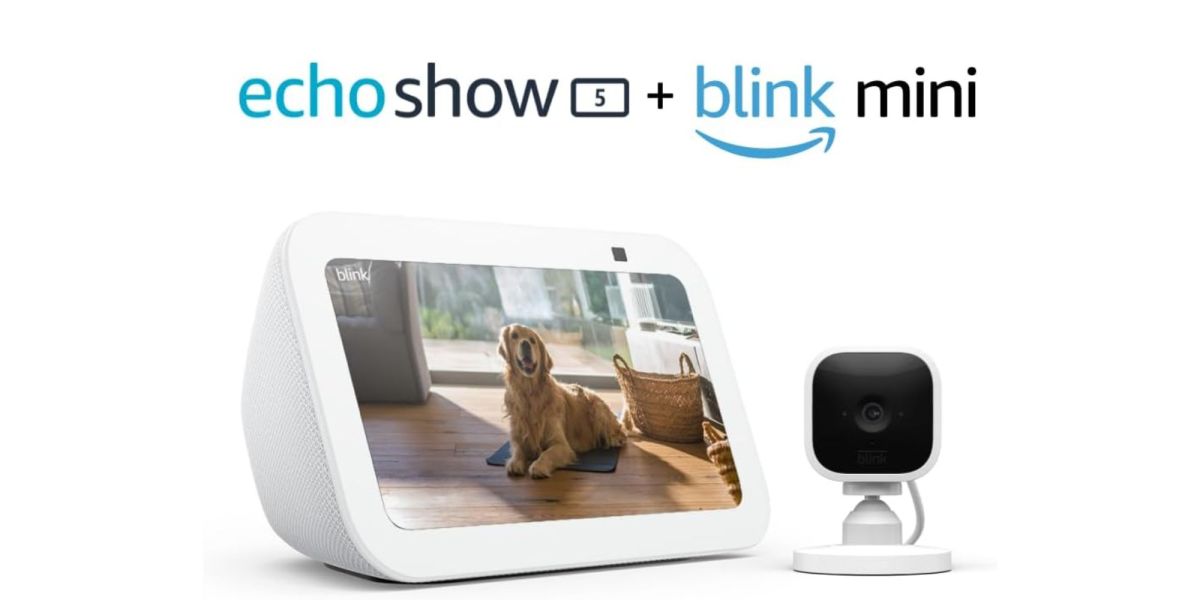 Image showing a render of Echo Show 5 smart display and Blink Mini cam combo.