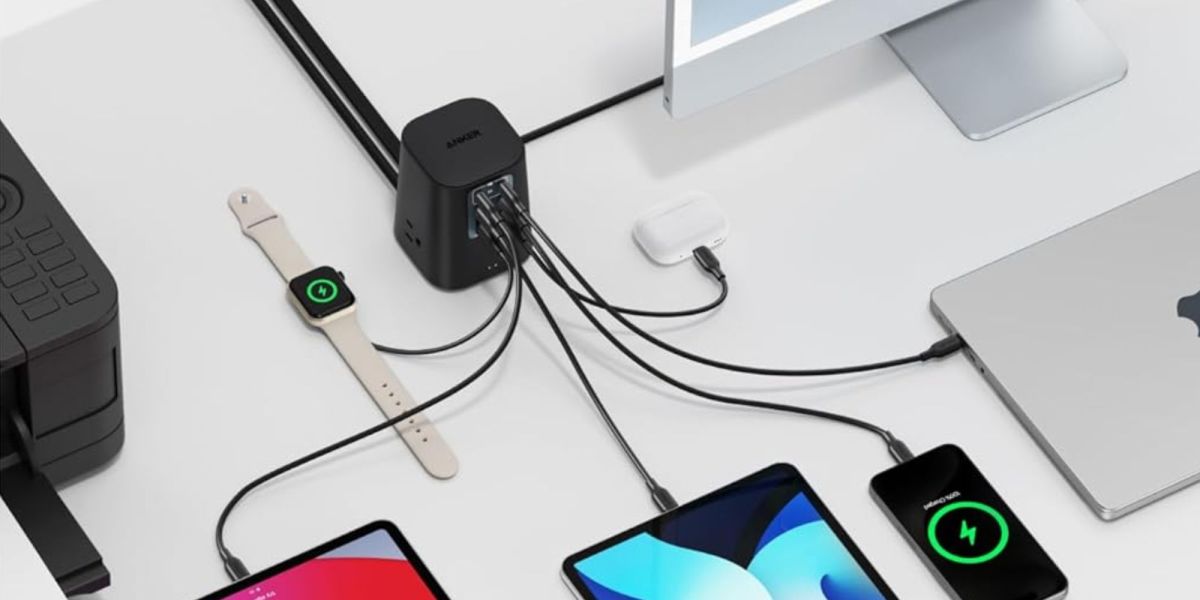 Image showing Anker's 9-in-1 charging station powering multiple devices.