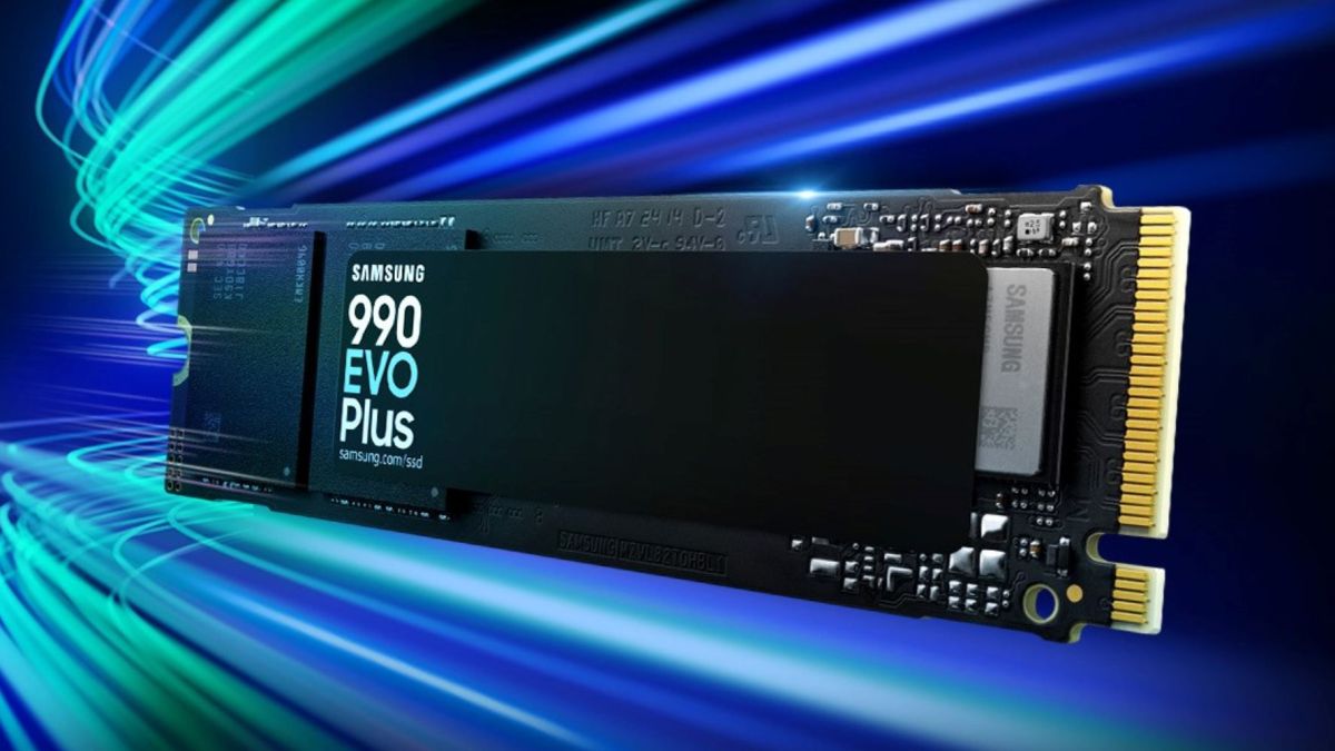 Image showing a render of Samsung's 990 EVO Plus SSD.