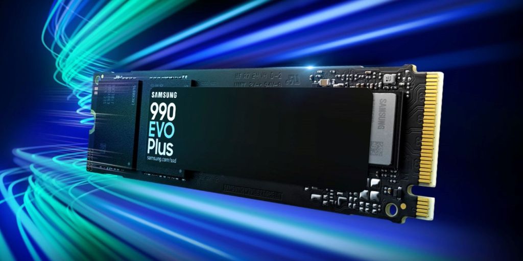 Image showing a render of Samsung's 990 EVO Plus SSD.