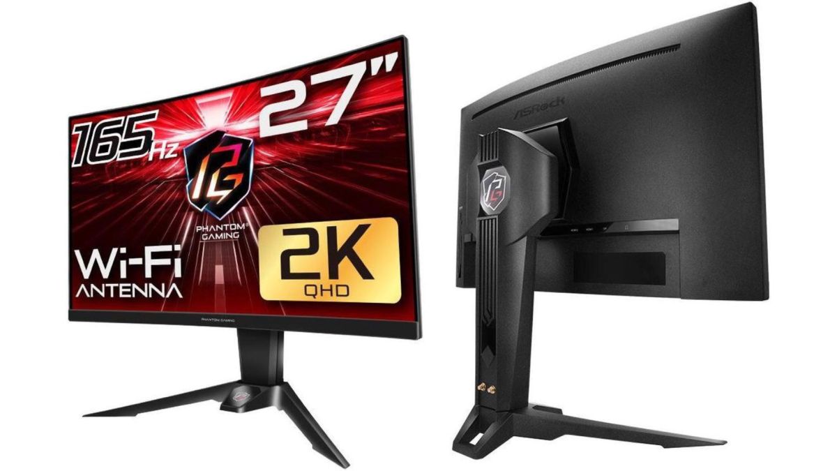 Image showing a render of ASRock's Phantom curved gaming monitor.