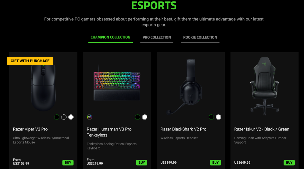 Razer Black Friday 2024 Holiday Gift Guide ad.