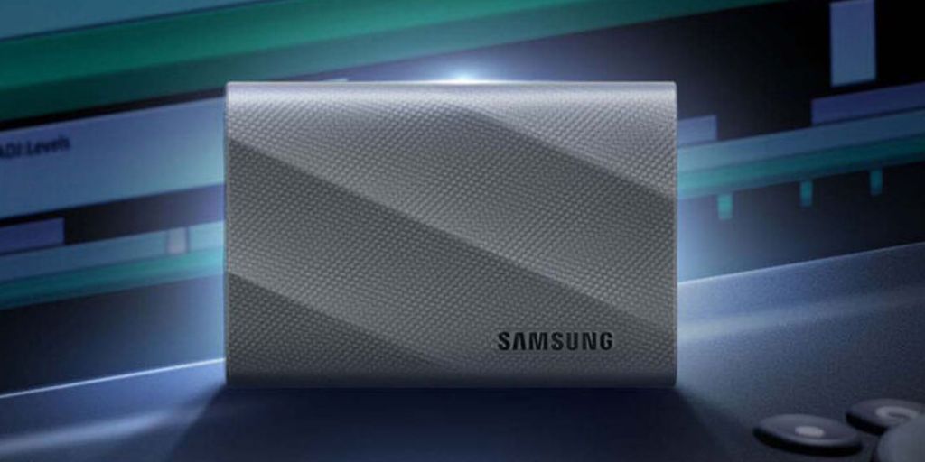 Image showing a render of Samsung's 2TB T9 SSD in gray.