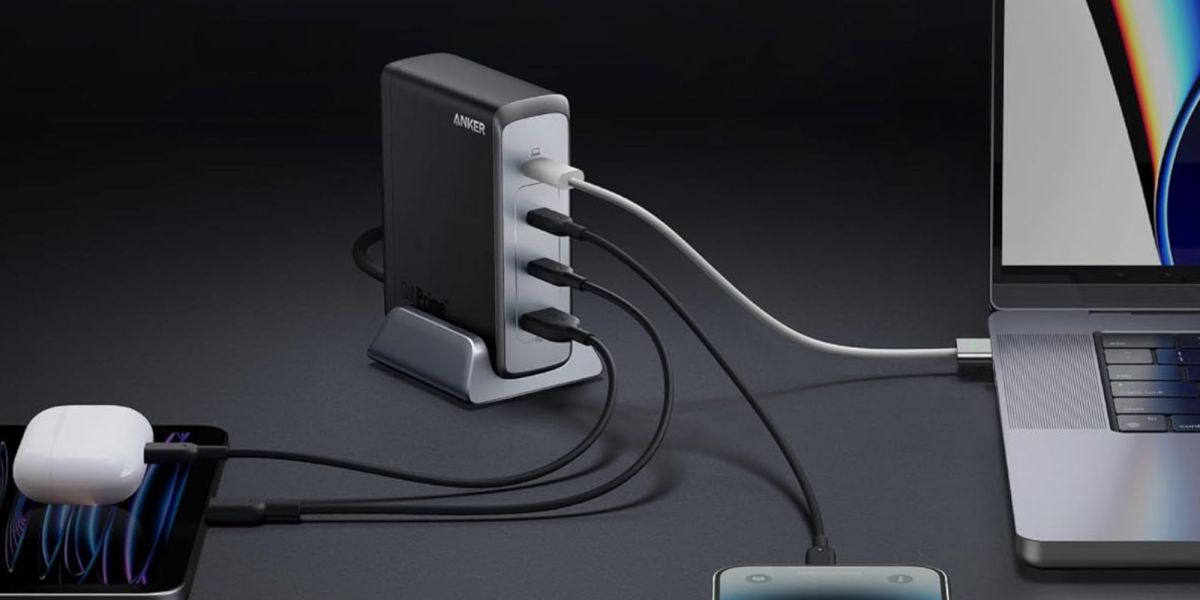 Image showing a render of Anker's 240W 4-port GaN charger.