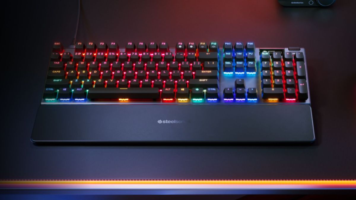 Image showing SteelSeries' Apex Pro Gen 3 keyboard on a desk.